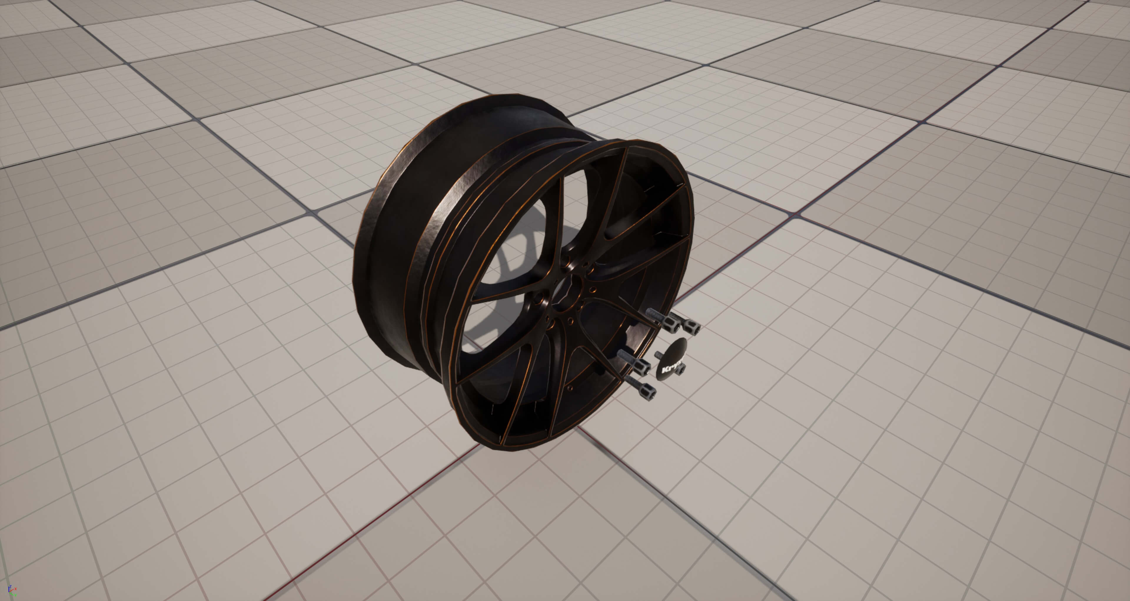 Kryxen Rim V1 - Matte Black Gold &ndash Game Ready UE5 &am 3D Model