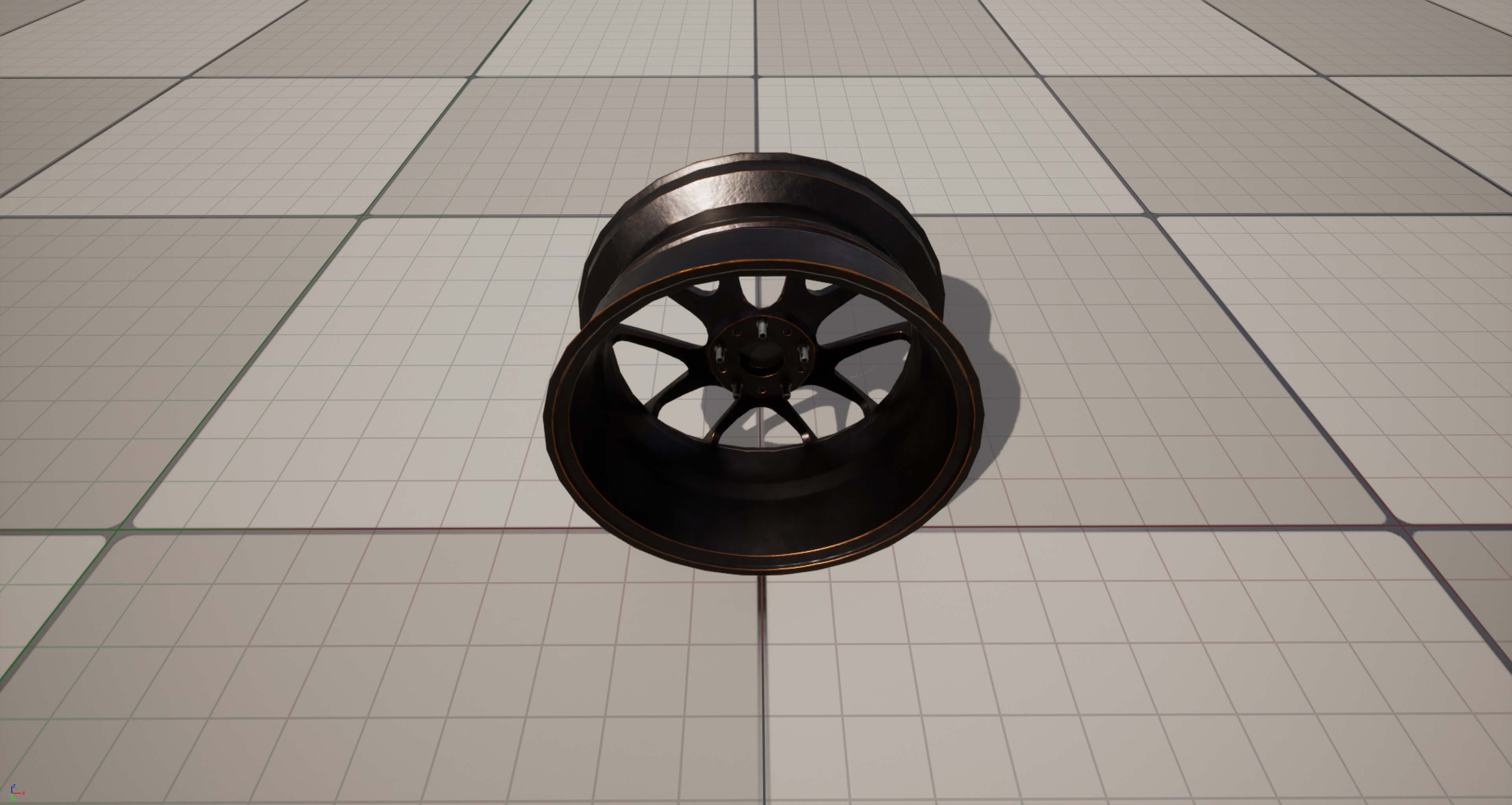 Kryxen Rim V1 - Matte Black Gold &ndash Game Ready UE5 &ampam 3D Model