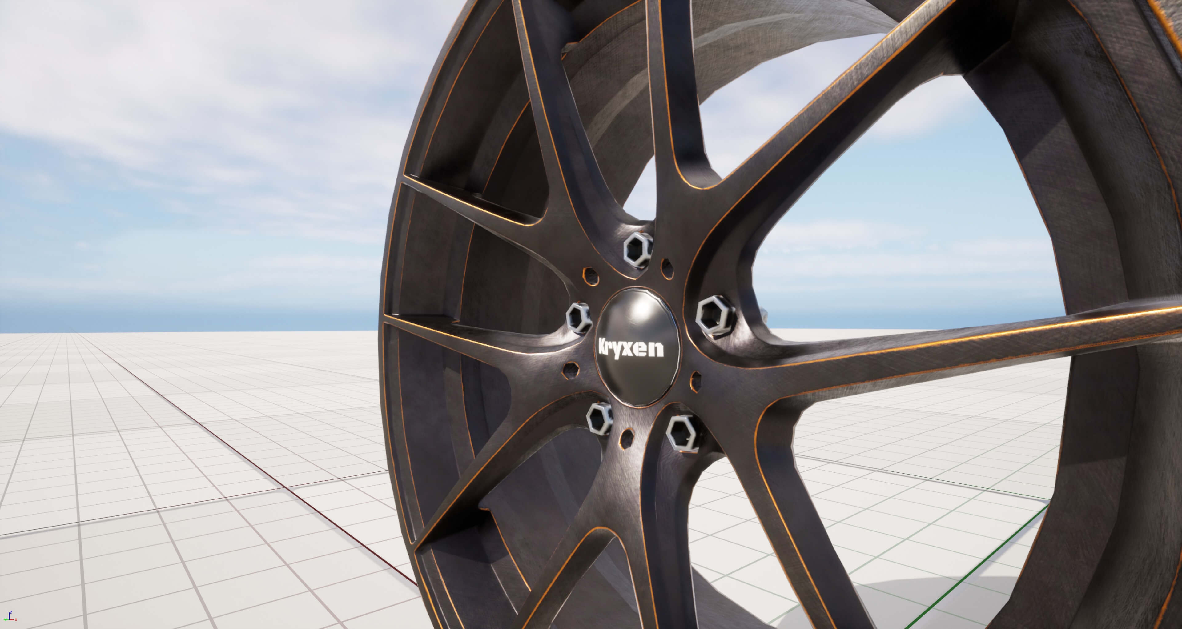 Kryxen Rim V1 - Matte Black Gold &ndash Game Ready UE5 &ampam 3D Model