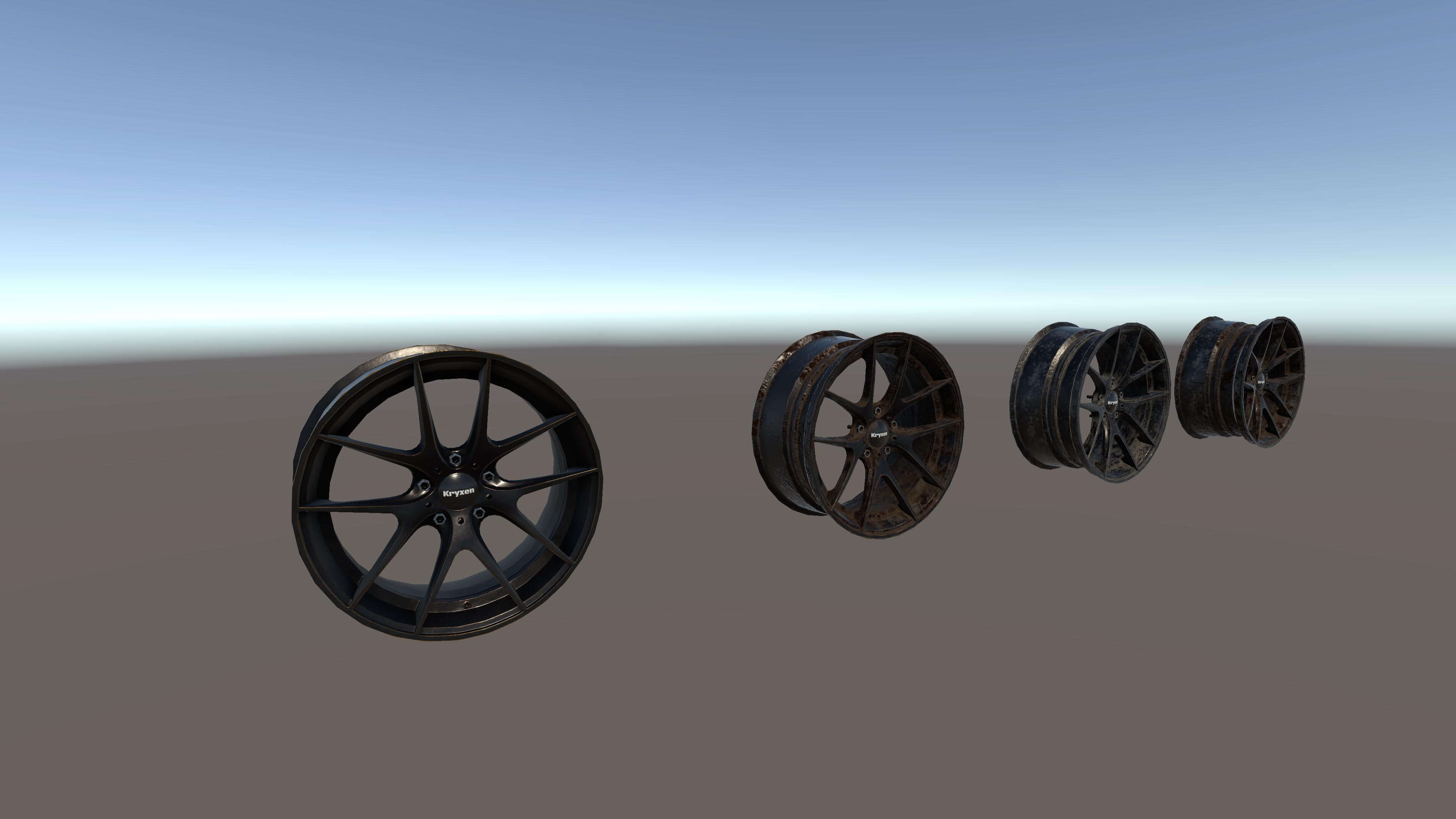 Kryxen Rim V1 - Matte Black Gold &ndash Game Ready UE5 &ampam 3D Model