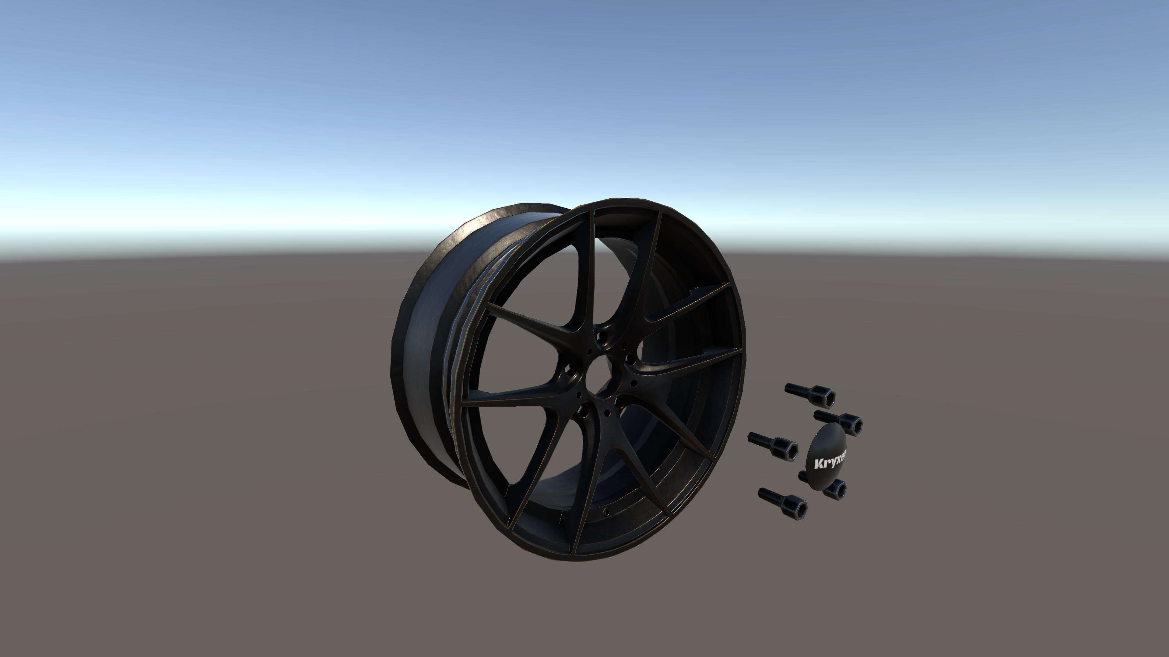 Kryxen Rim V1 - Matte Black Gold &ndash Game Ready UE5 &ampam 3D Model