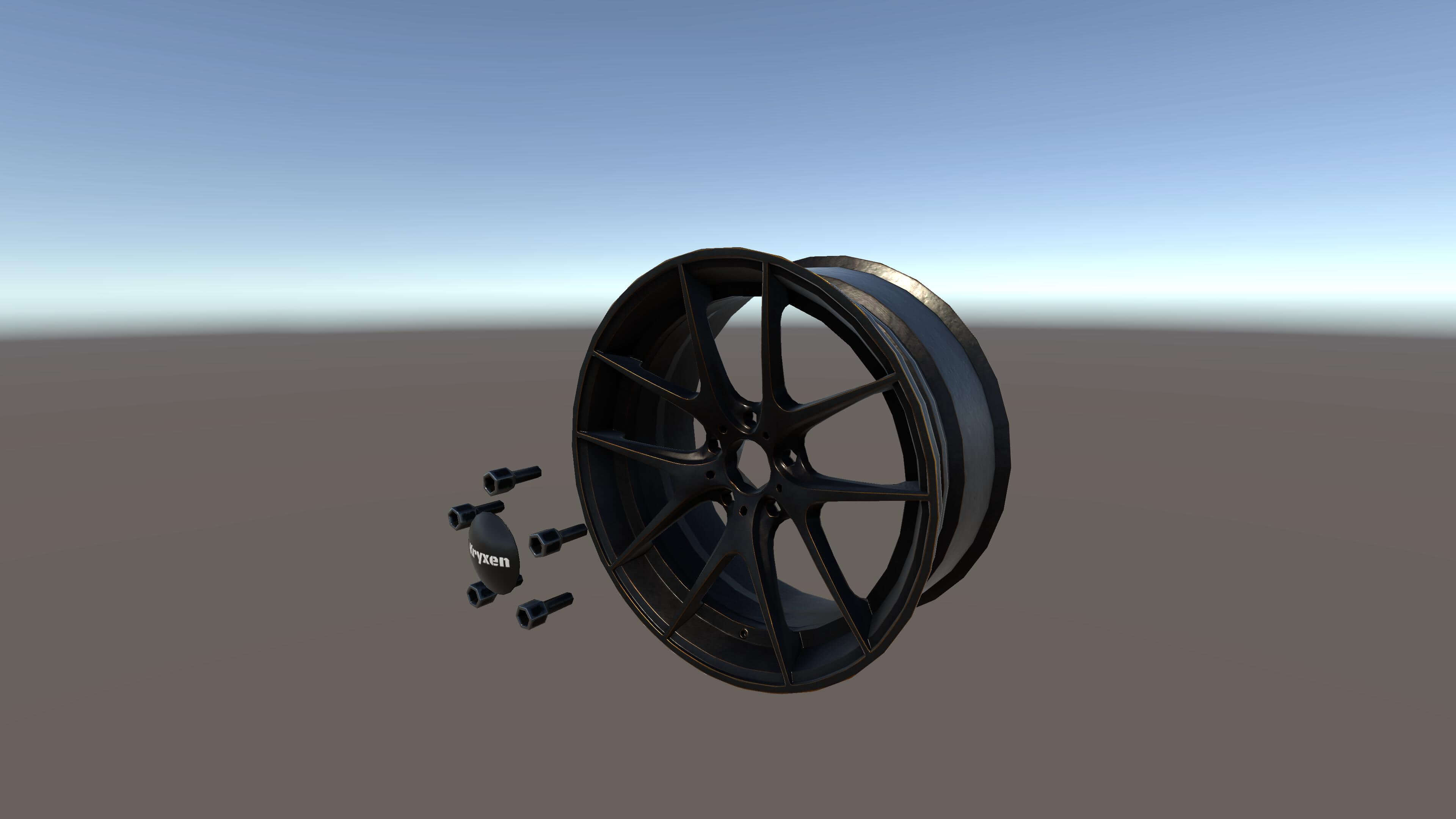 Kryxen Rim V1 - Matte Black Gold &ndash Game Ready UE5 &ampam 3D Model