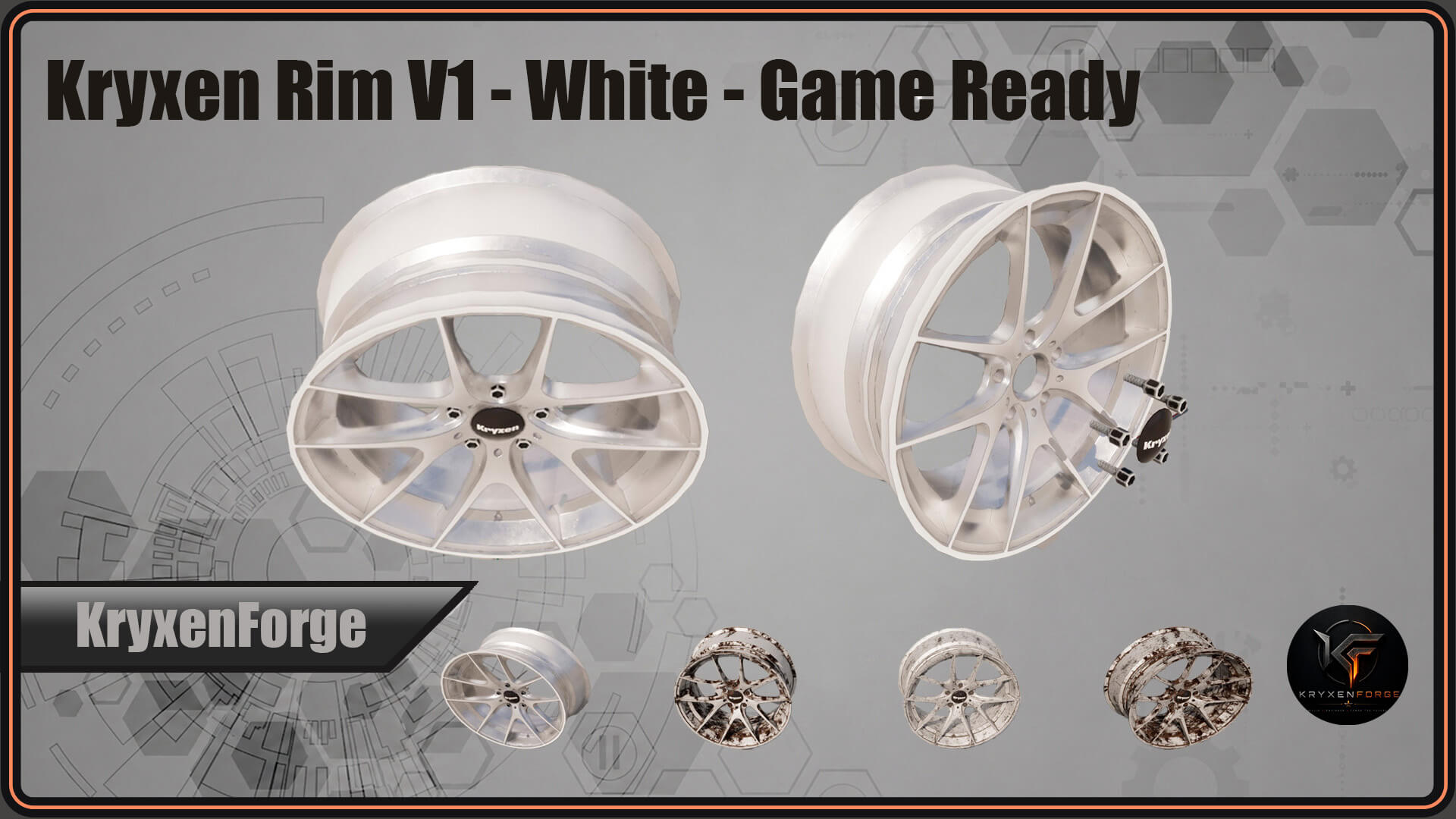 Kryxen Rim V1 - White - Game Ready UE5 and Unity 3D Model