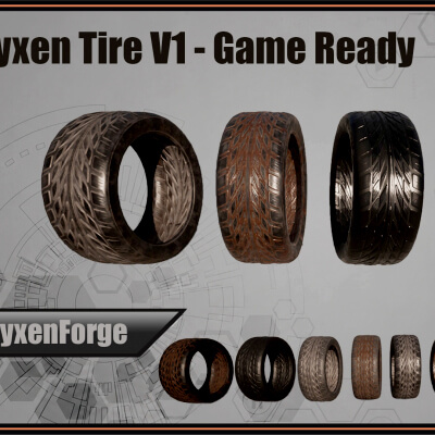 Kryxen Tire V1 - Game Ready (UE5 and Unity)