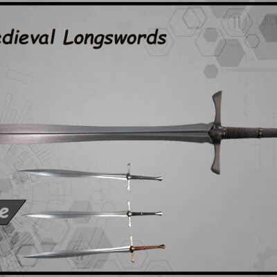 Realistic Medieval Longswords &ndash; Game Ready UE5 and Uni