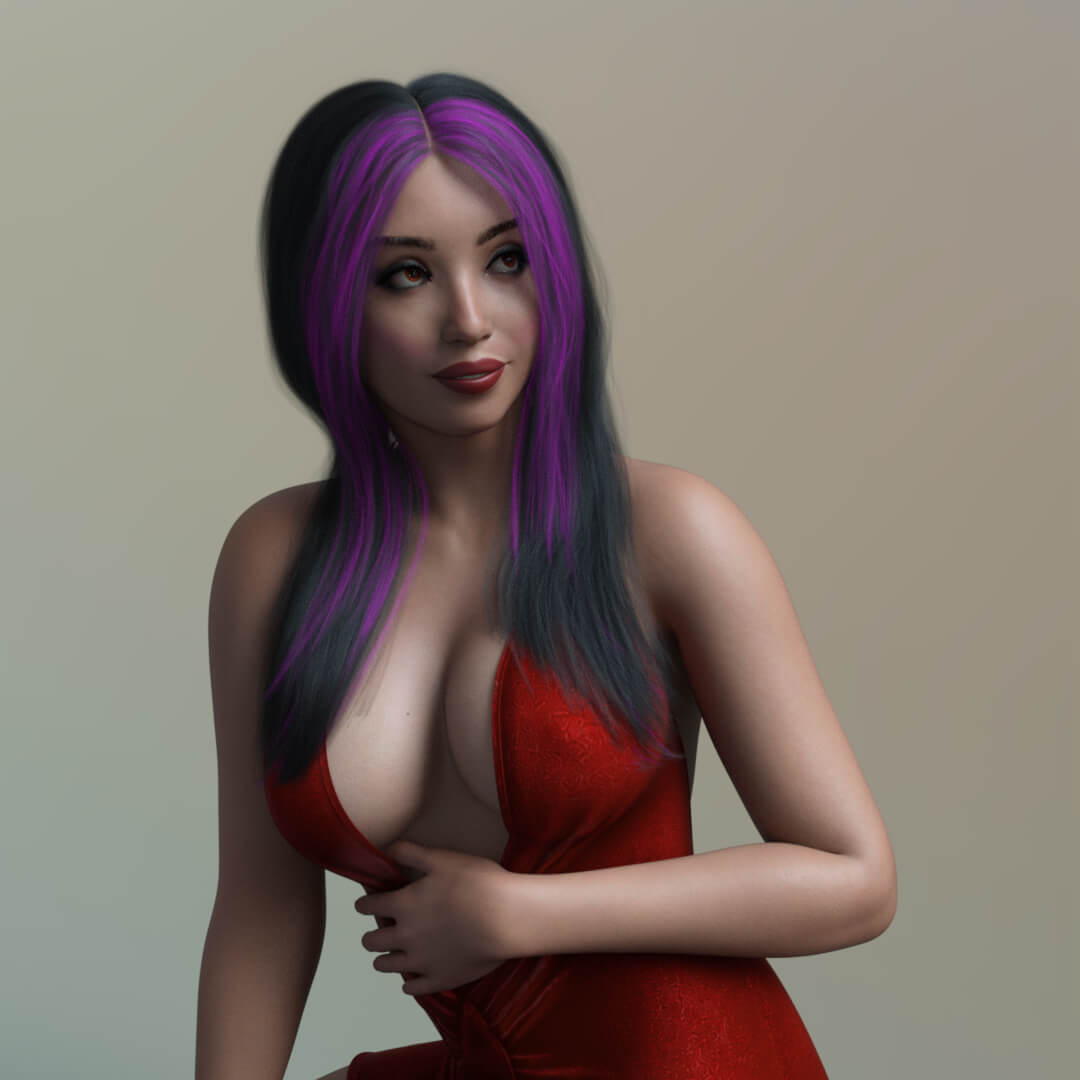 Hana Hair Development Test 3D Render, Digital Artwork by Lambowolf