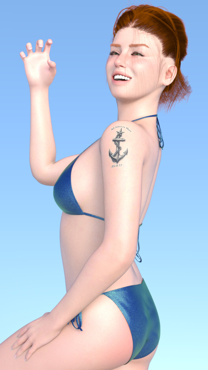 Mara Custom Tattoo Test 3D Render, Digital Artwork by Lambowolf