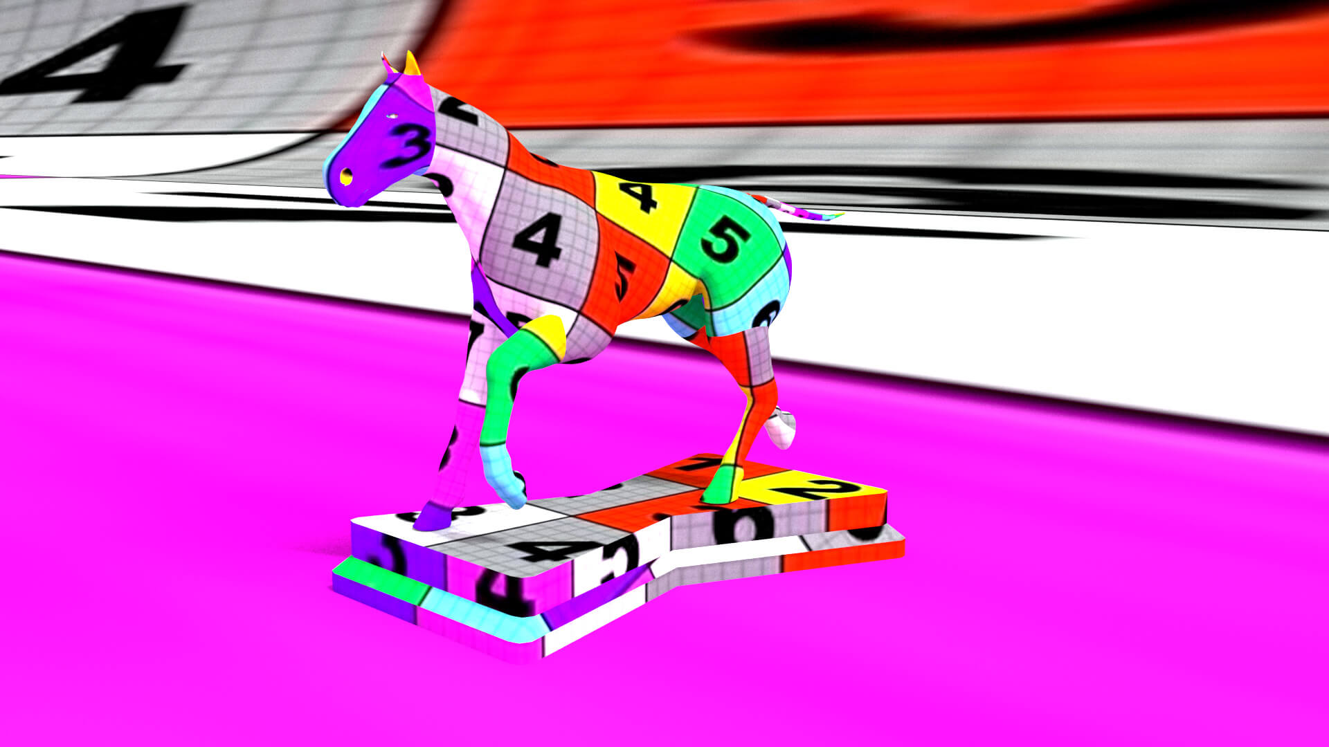 laos Horse Statue 3D Model