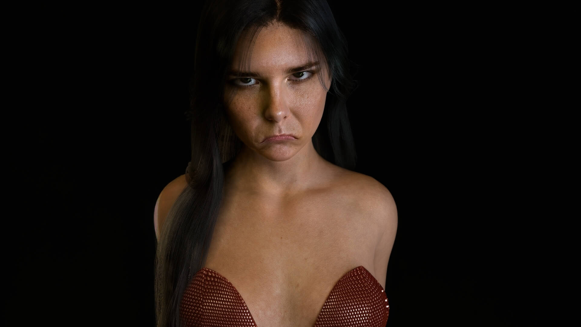 Sad Face Girl 3D Render, Digital Artwork by latius