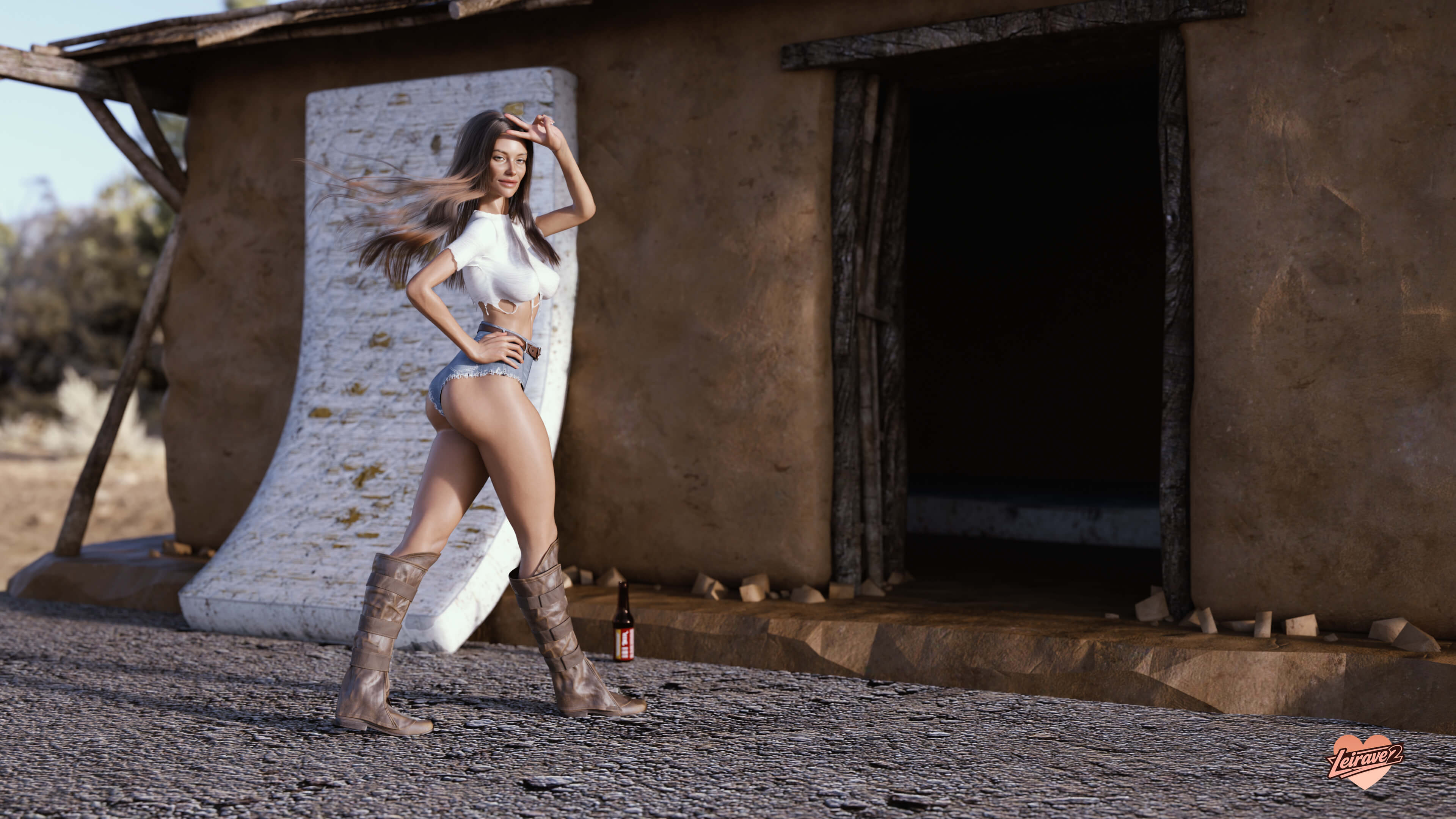 Damiras Boots DAZ to Photoshop Postwork 3D Render, Digital Artwork by Leirave2