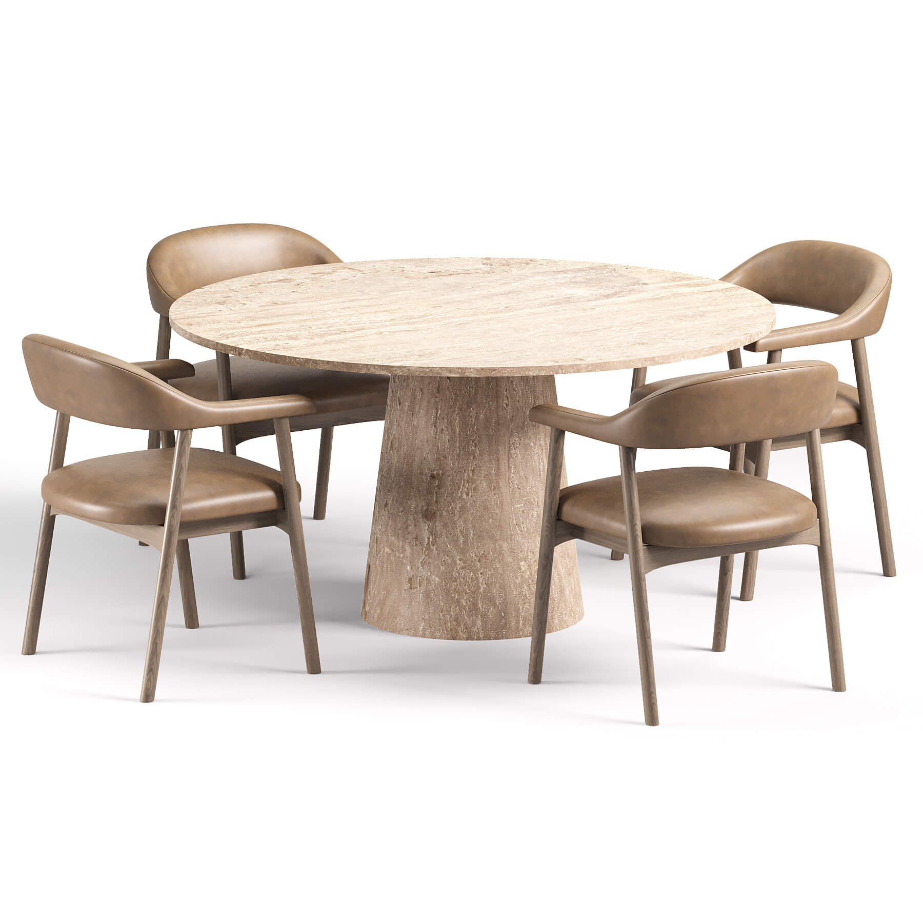 Bjorn Dining Chair and Almond Round Dining Table 3D Model