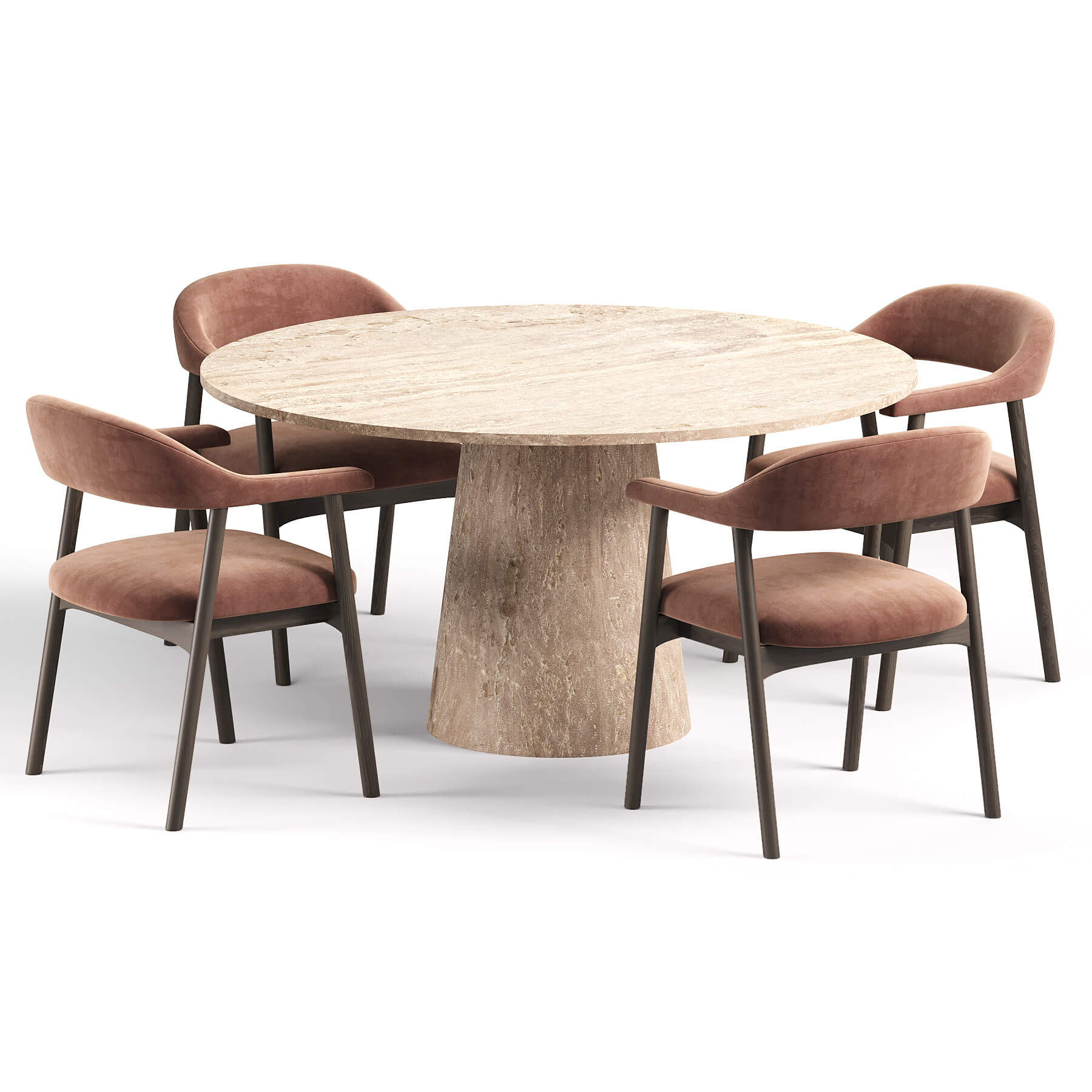 Bjorn Dining Chair and Almond Round Dining Table 3D Model