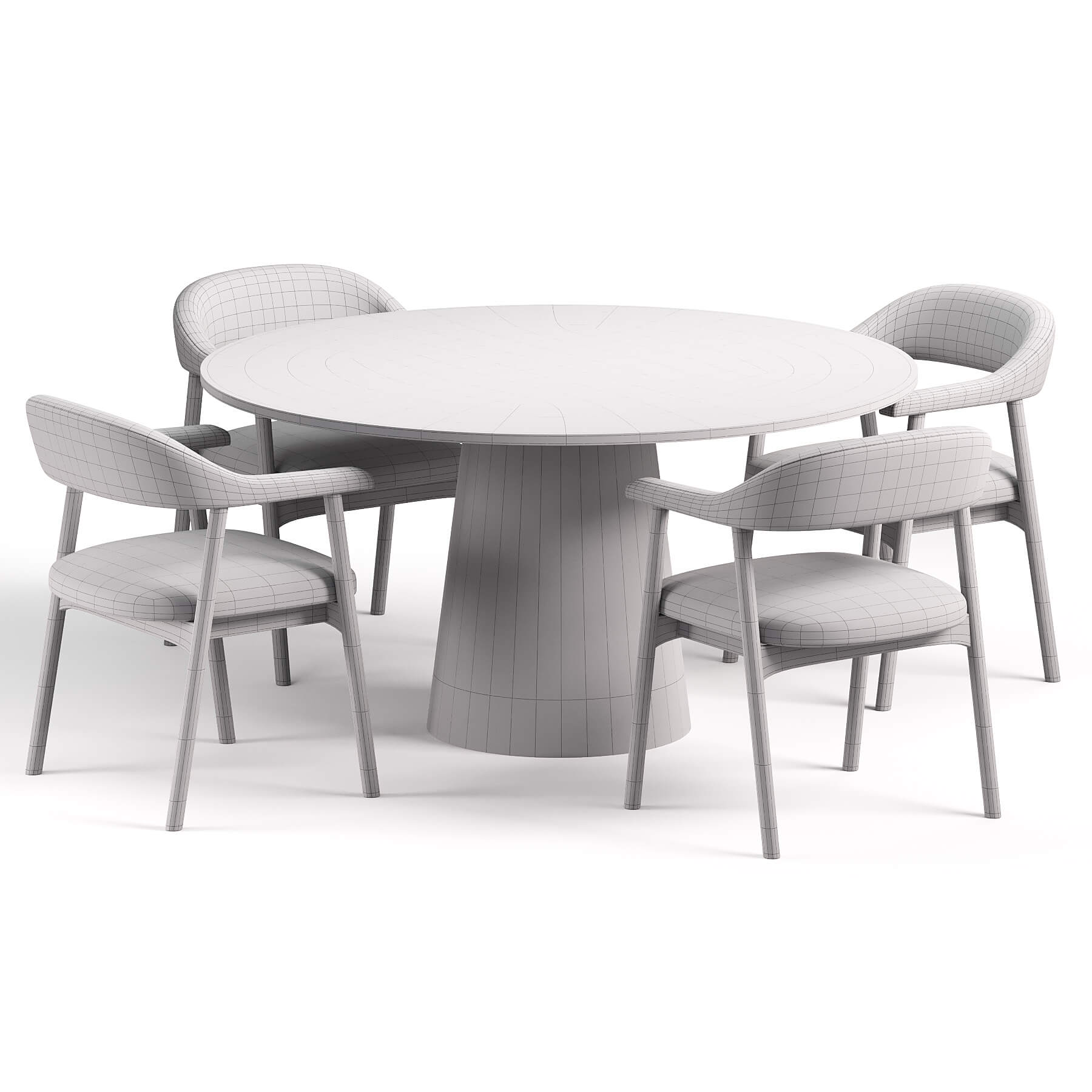 Bjorn Dining Chair and Almond Round Dining Table 3D Model