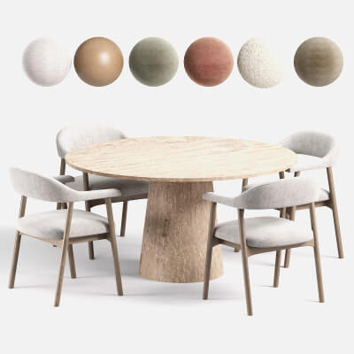 Bjorn Dining Chair and Almond Round Dining Table
