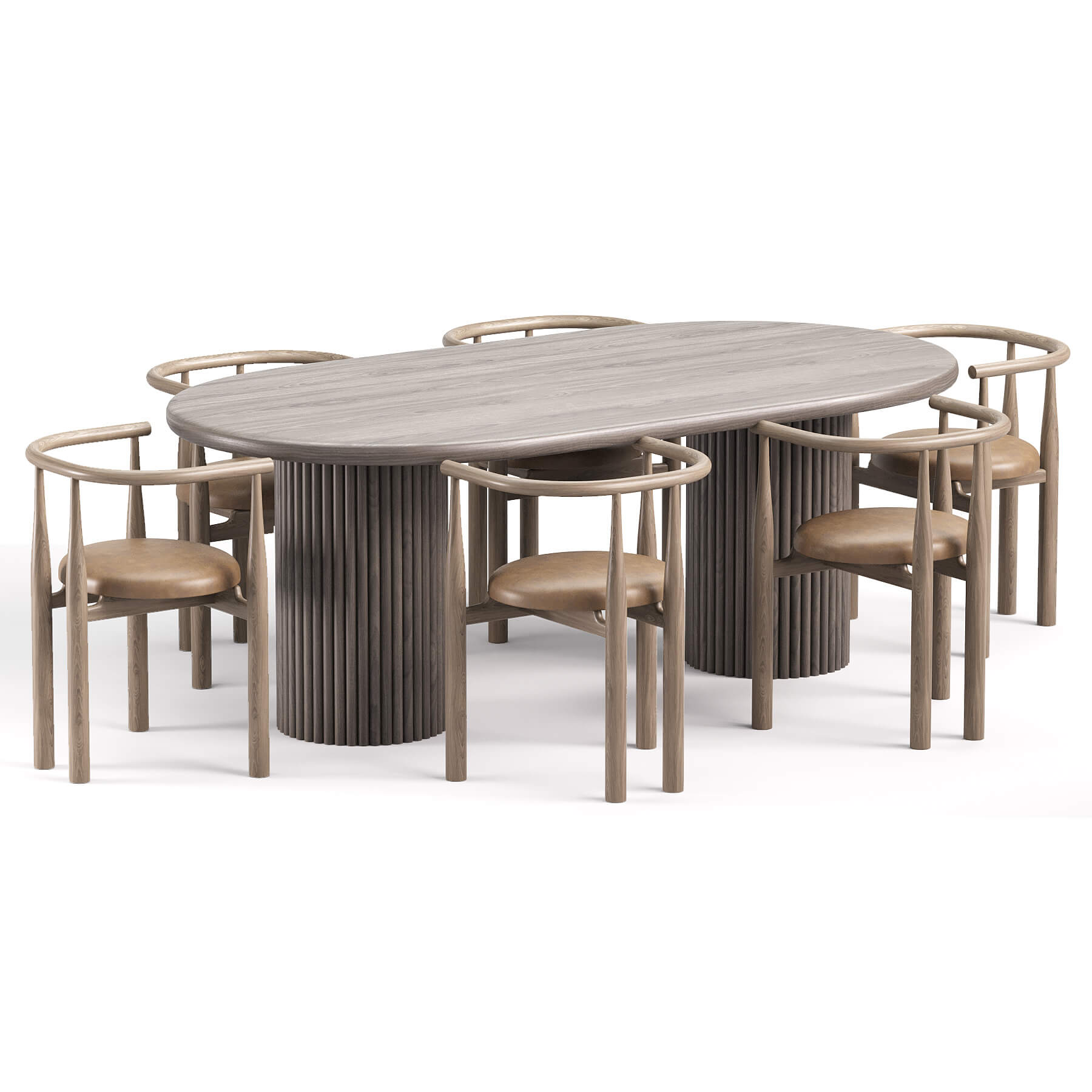 Bukowski Dining Chair and Minimalist Dining Table 3D Model