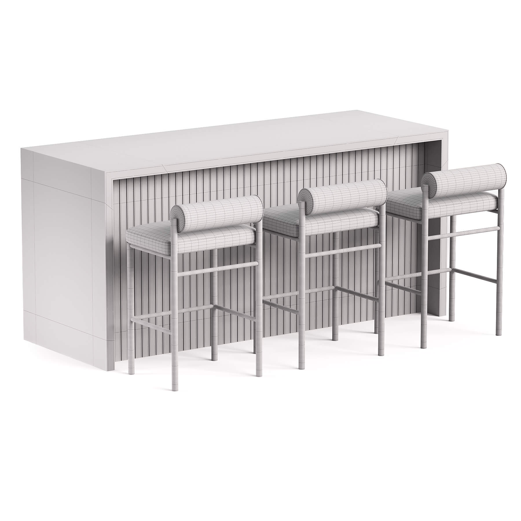 Balla Stool Group and Modern Pub Table Dining Set 3D Model