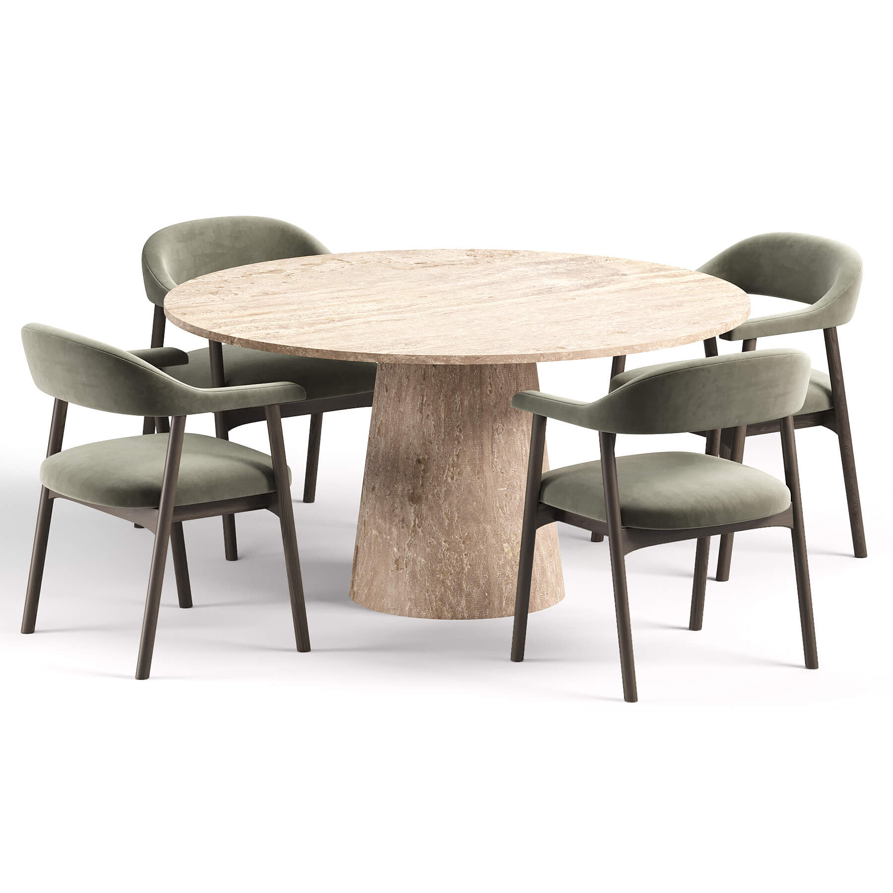 Bjorn Dining Chair and Almond Round Dining Table 3D Model
