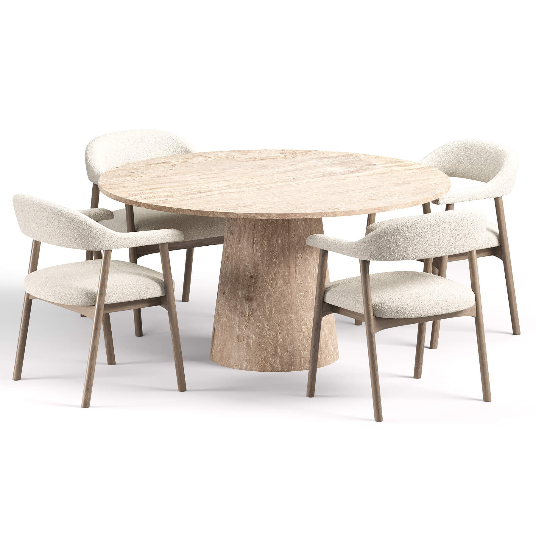 Bjorn Dining Chair and Almond Round Dining Table 3D Model