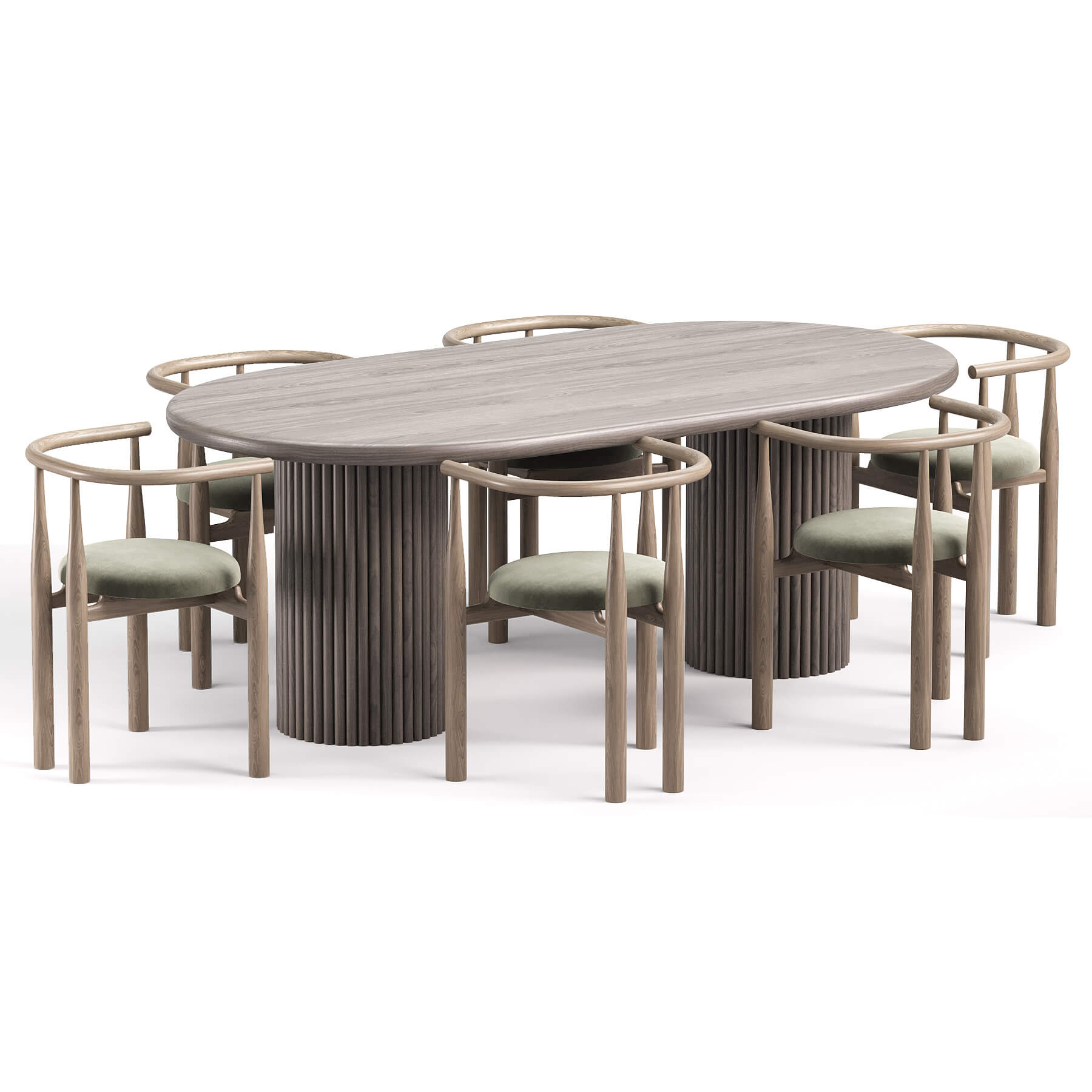 Bukowski Dining Chair and Minimalist Dining Table 3D Model