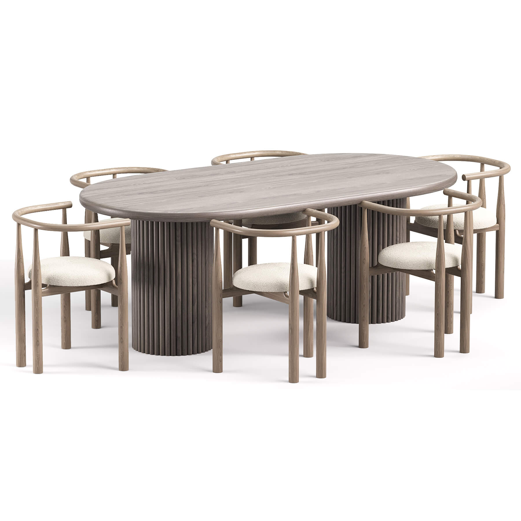 Bukowski Dining Chair and Minimalist Dining Table 3D Model