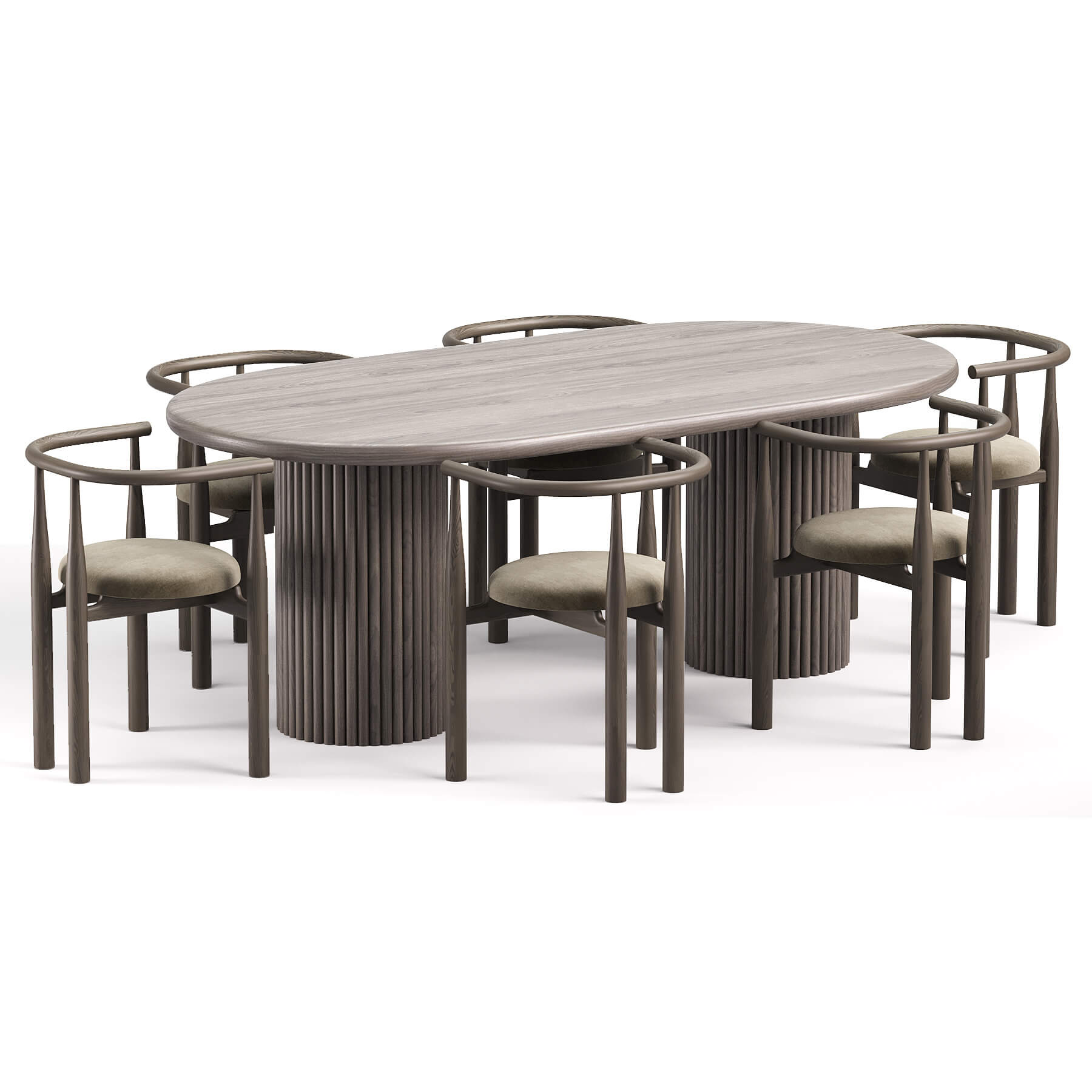 Bukowski Dining Chair and Minimalist Dining Table 3D Model