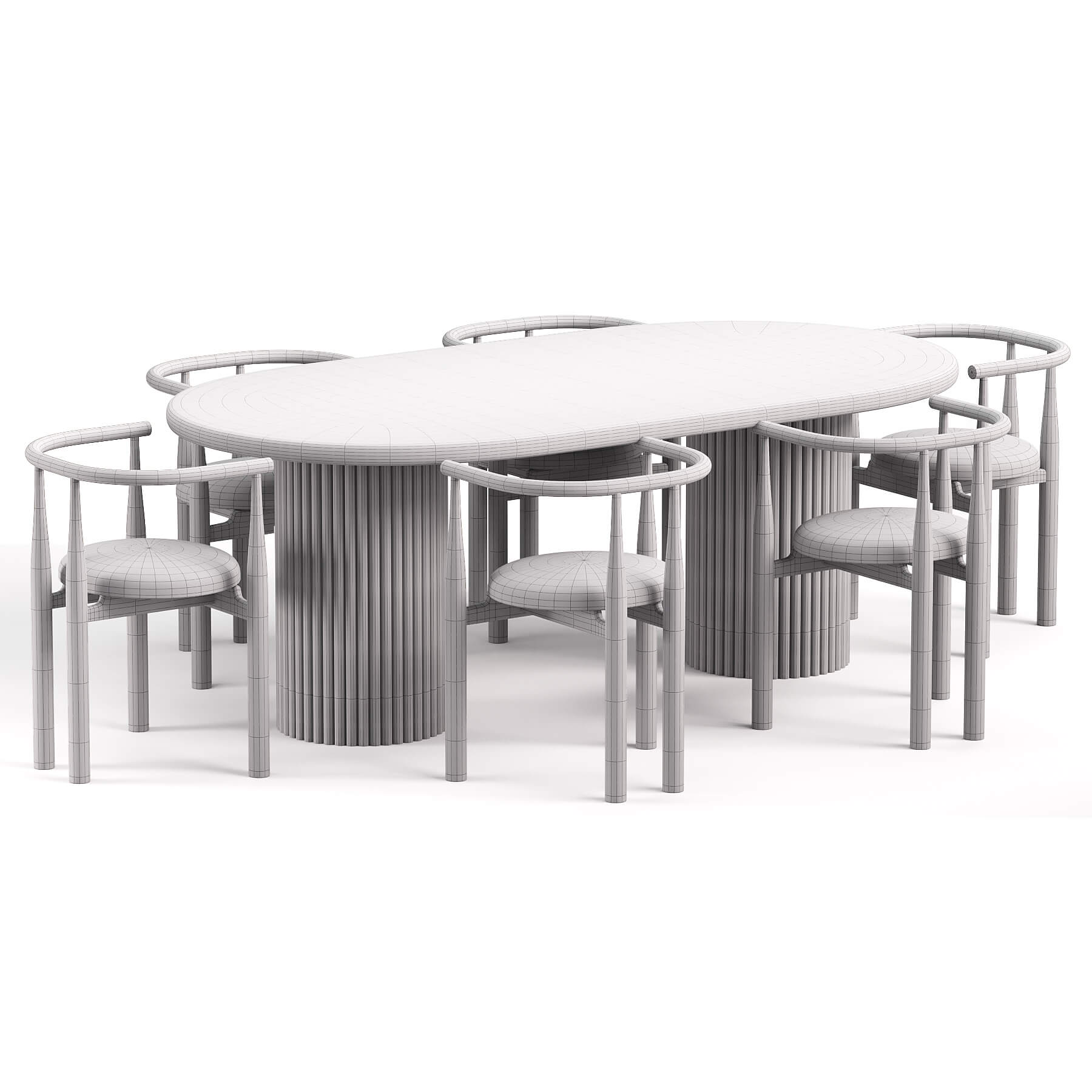 Bukowski Dining Chair and Minimalist Dining Table 3D Model