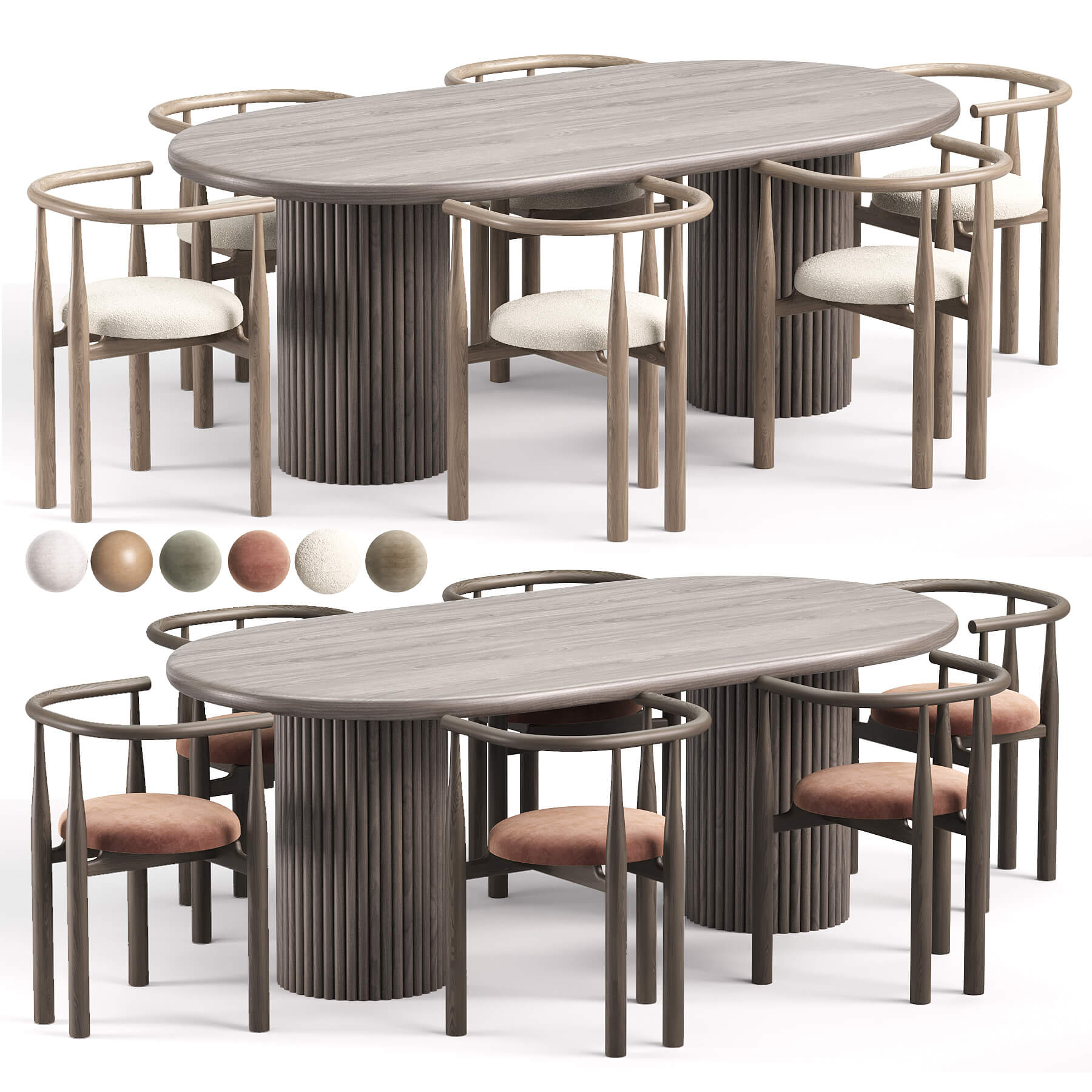 Bukowski Dining Chair and Minimalist Dining Table 3D Model