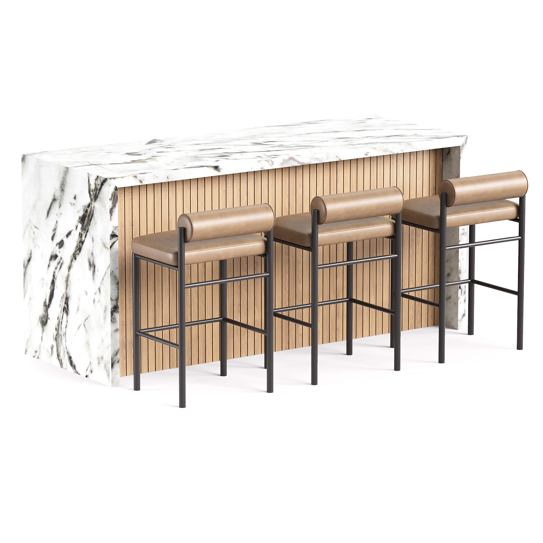 Balla Stool Group and Modern Pub Table Dining Set 3D Model