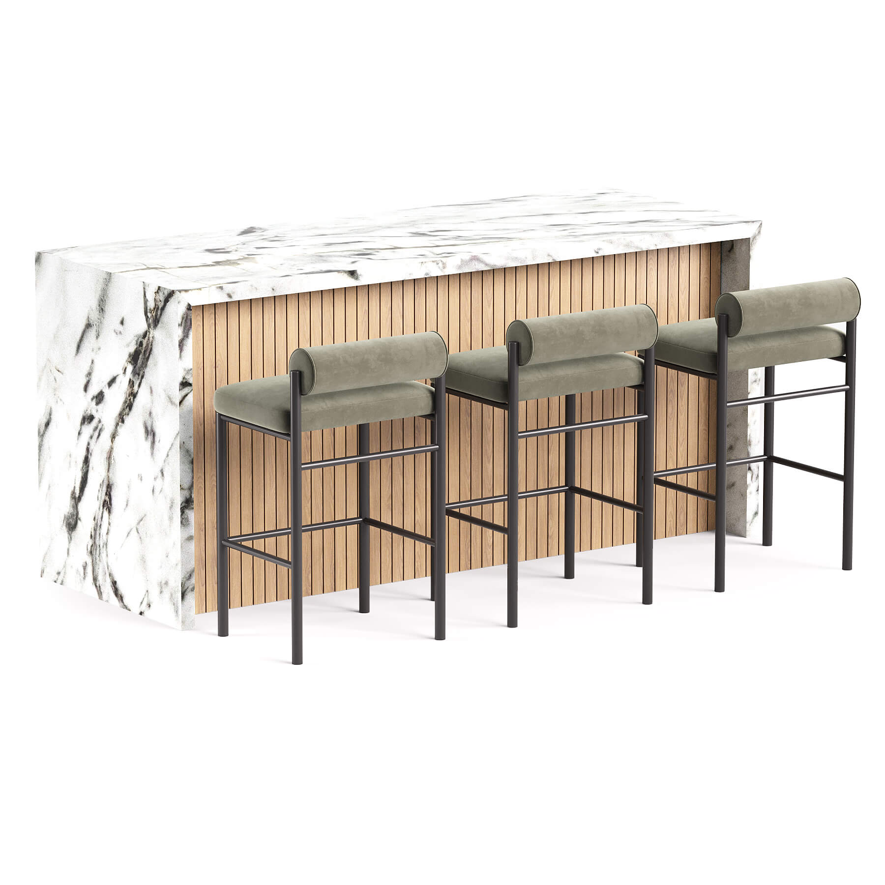 Balla Stool Group and Modern Pub Table Dining Set 3D Model
