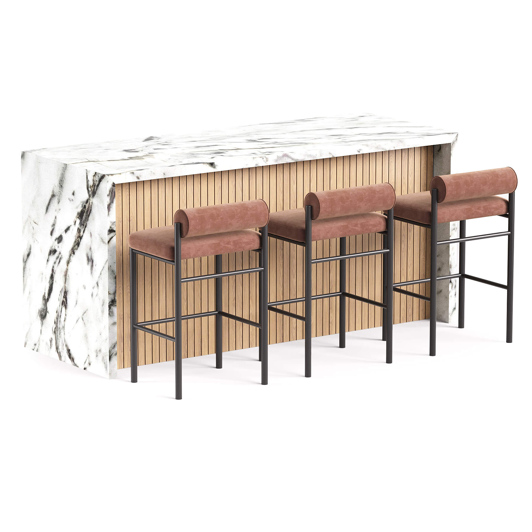 Balla Stool Group and Modern Pub Table Dining Set 3D Model