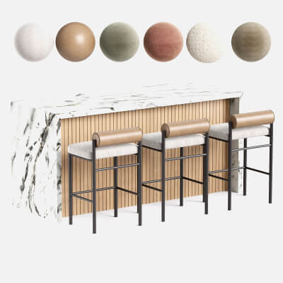 Balla Stool Group and Modern Pub Table Dining Set