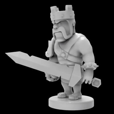 King of Barbarian Figure STL 3d Print Model 3D Model