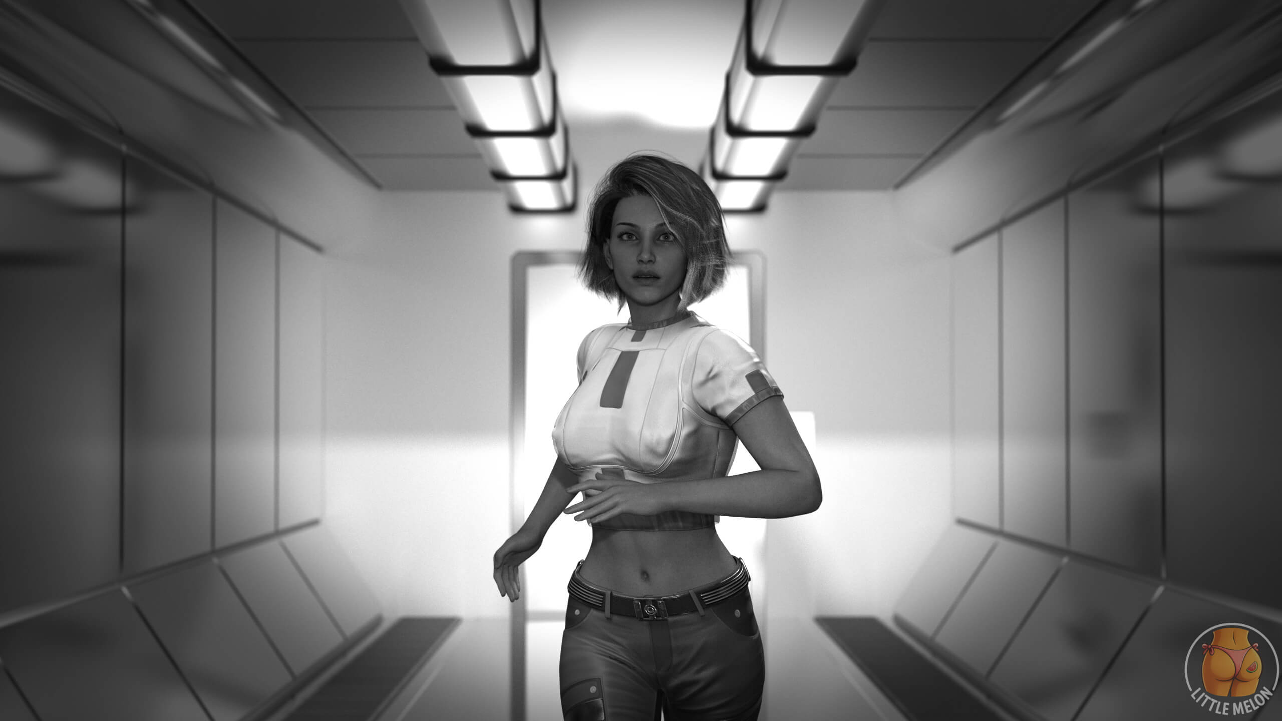 Void Runner Corridor Sprint 3D Render, Digital Artwork by Little Melon