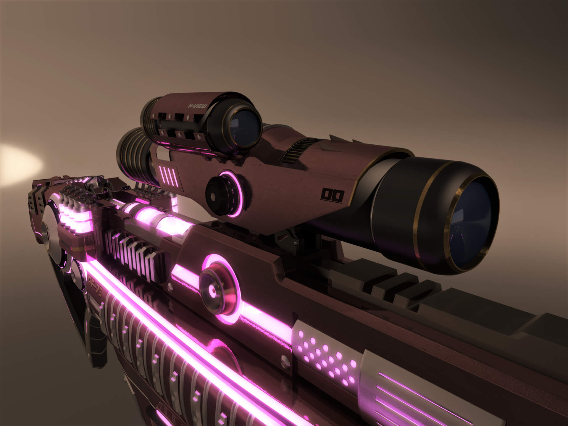 AF-73 SciFi Beam Rifle 3D Model