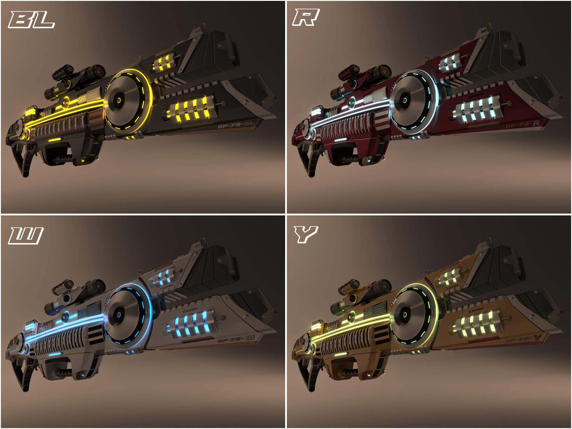 AF-73 SciFi Beam Rifle 3D Model