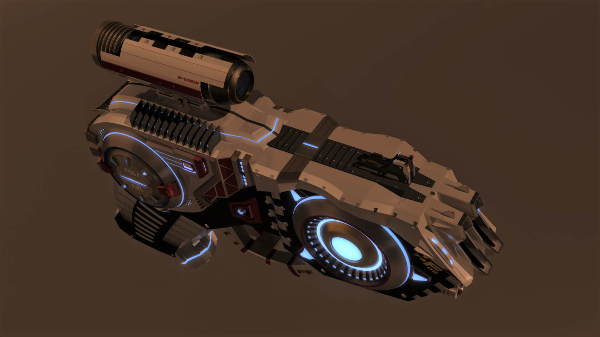 AF-7302 SciFi Pistol Gun 3D Model