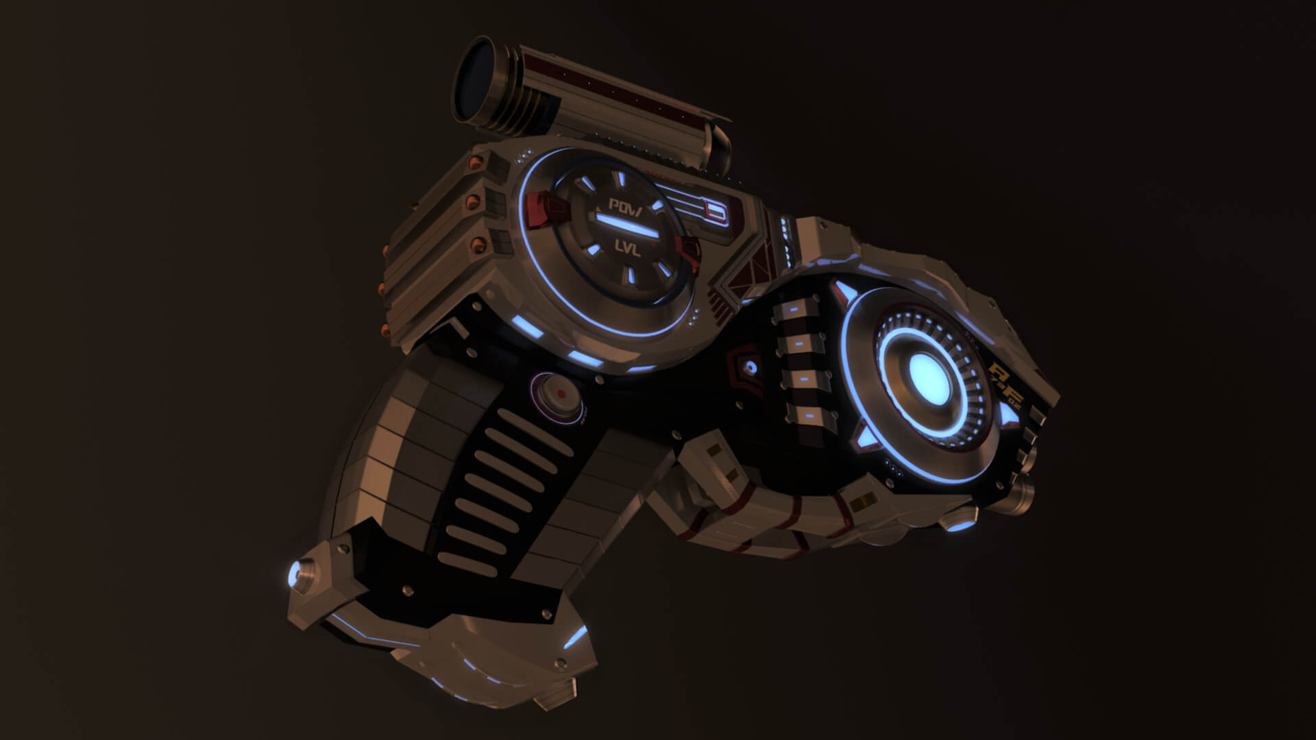 AF-7302 SciFi Pistol Gun 3D Model