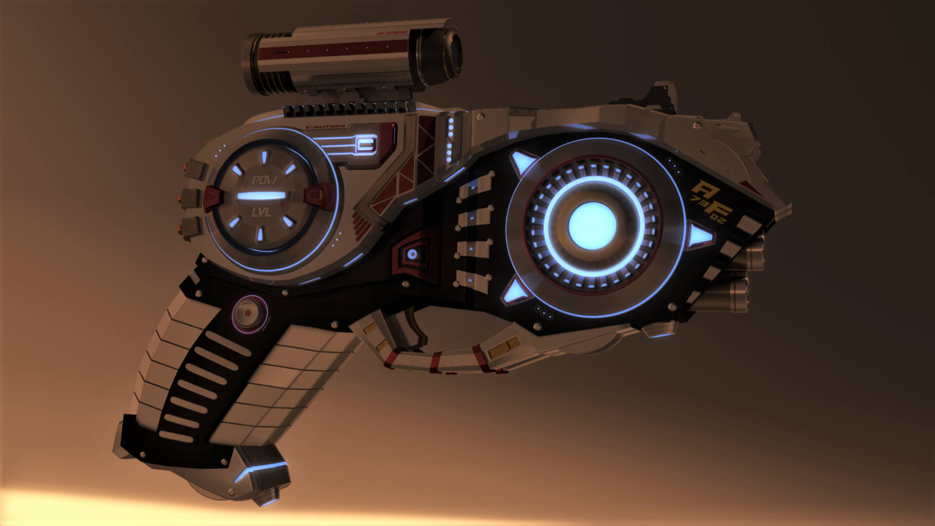 AF-7302 SciFi Pistol Gun 3D Model