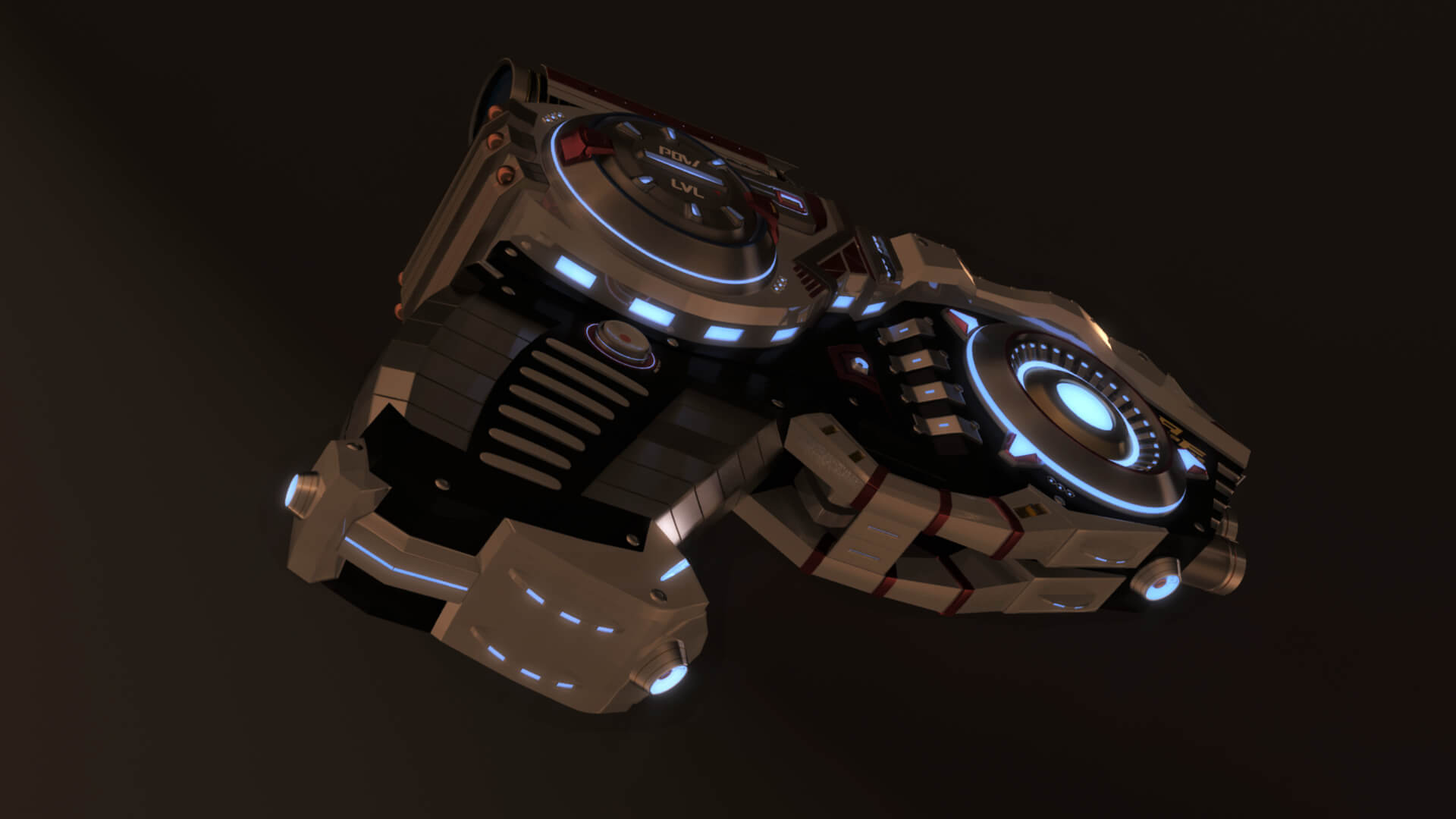 AF-7302 SciFi Pistol Gun 3D Model