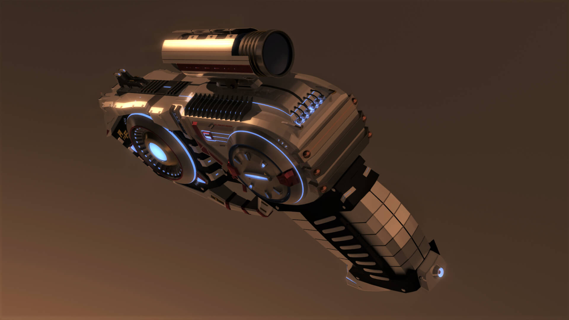 AF-7302 SciFi Pistol Gun 3D Model