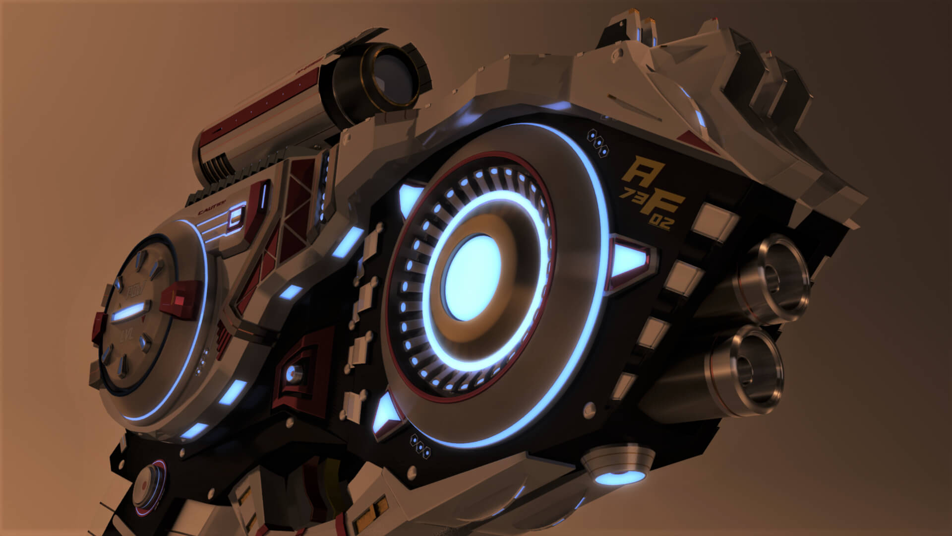 AF-7302 SciFi Pistol Gun 3D Model
