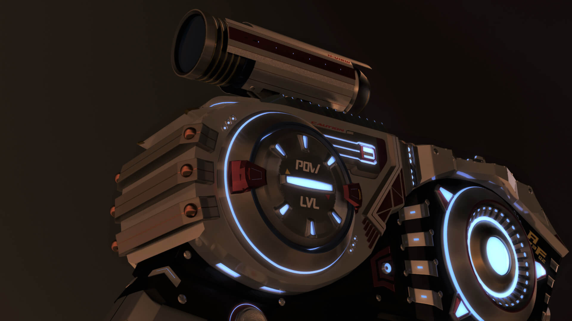 AF-7302 SciFi Pistol Gun 3D Model