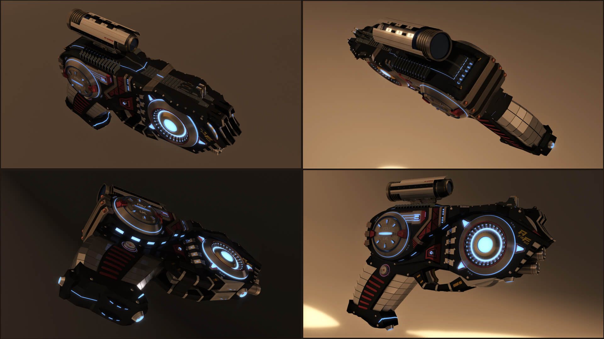 AF-7302 SciFi Pistol Gun 3D Model