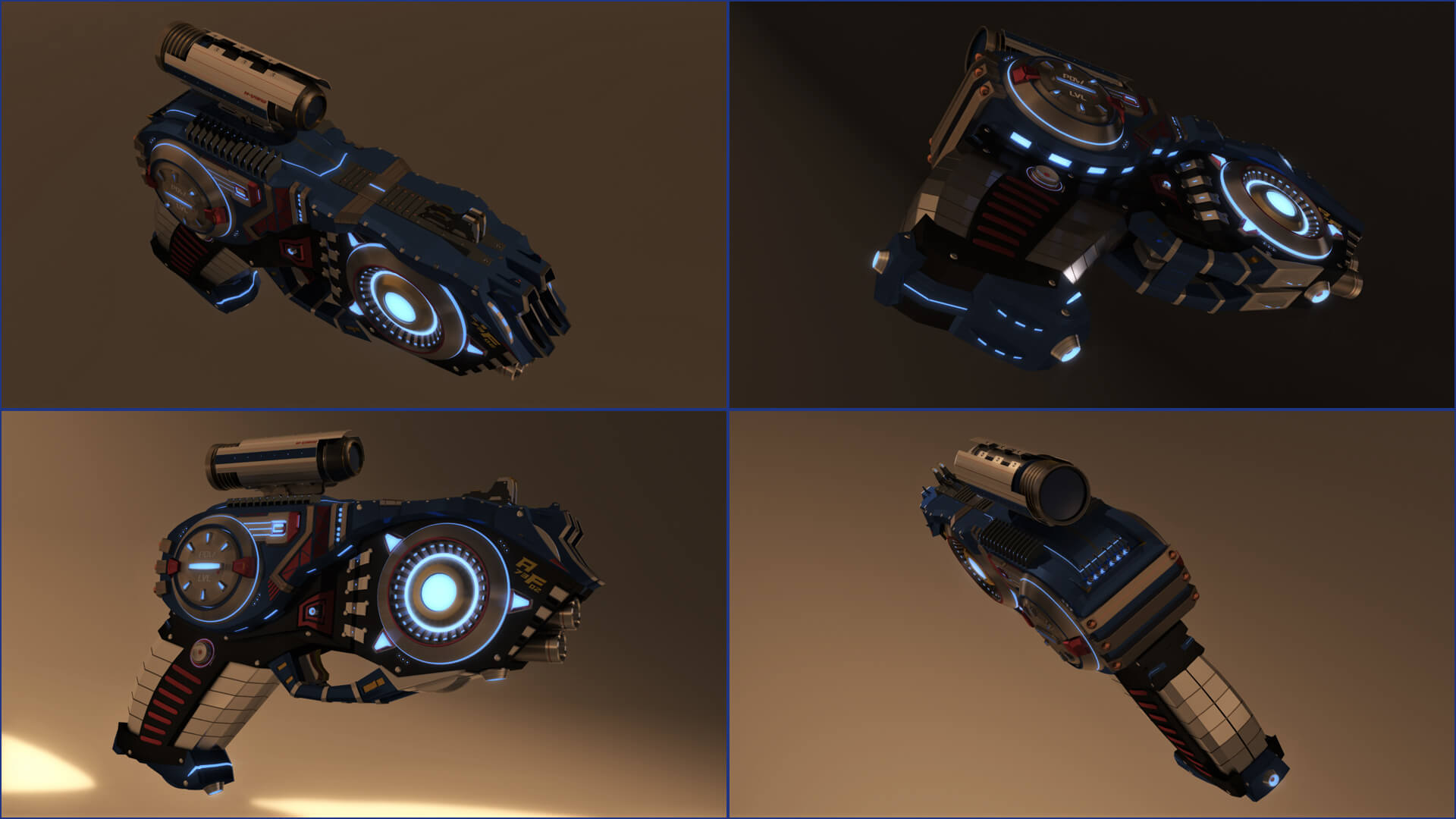 AF-7302 SciFi Pistol Gun 3D Model