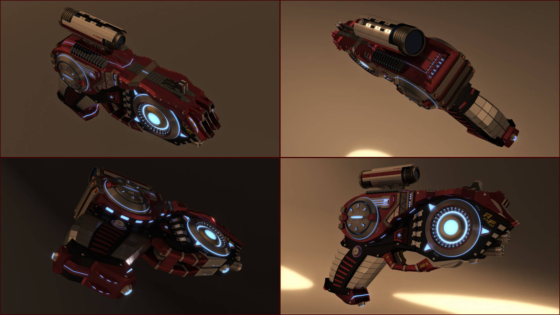 AF-7302 SciFi Pistol Gun 3D Model