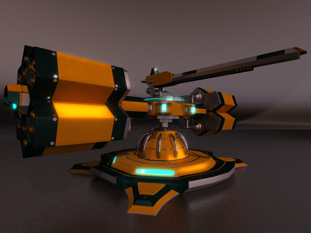 Sci-Fi Weapon Heavy Turret 3D Model