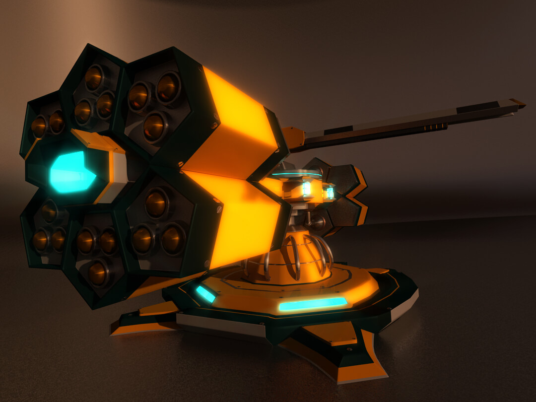 Sci-Fi Weapon Heavy Turret 3D Model