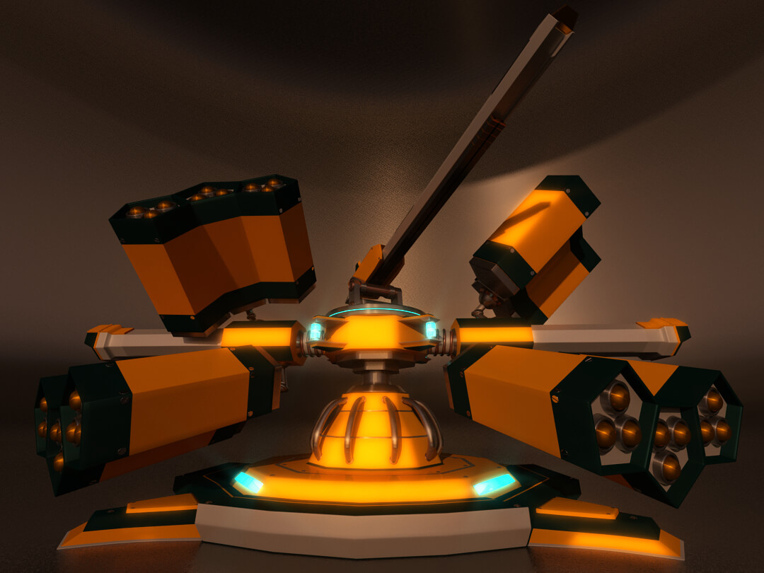 Sci-Fi Weapon Heavy Turret 3D Model