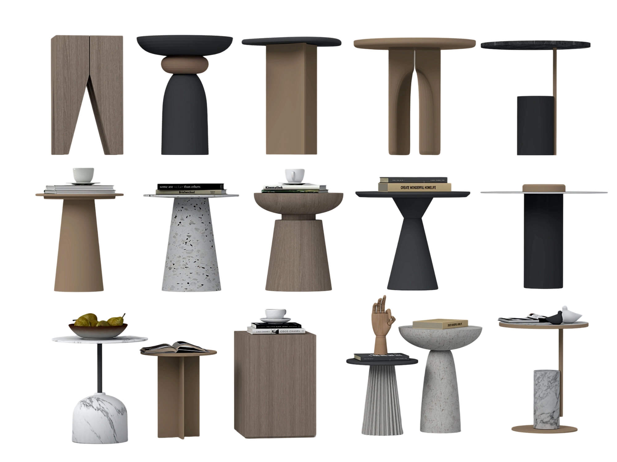 Modern Side Table Collection With Decorative Accents 3D Model