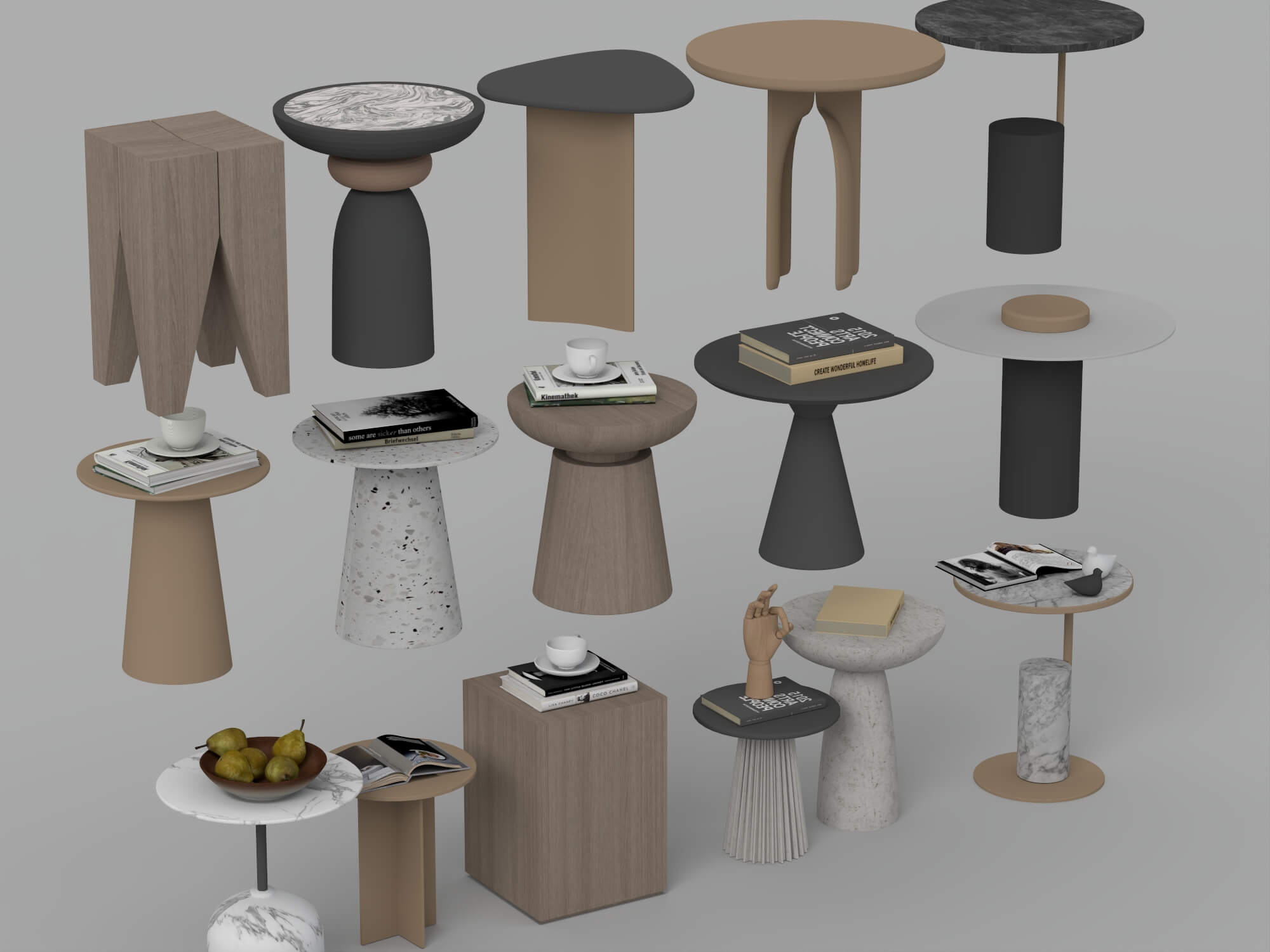 Modern Side Table Collection With Decorative Accents 3D Model
